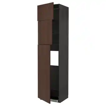 IKEA Metod Høyskap f kjøleskap m 3 dører, svart/sinarp brun, 60x60x240 cm tilbud
