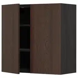 IKEA Metod Veggskap m hyller/2 dører, svart/sinarp brun, 80x80 cm tilbud