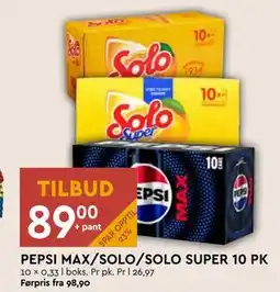 Coop Mega PEPSI MAX/SOLO/SOLO SUPER 10 PK tilbud