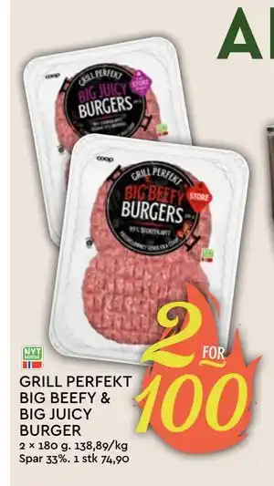 Coop Mega GRILL PERFEKT BIG BEEFY & BIG JUICY BURGER tilbud