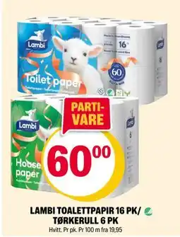 Coop Extra LAMBI TOALETTPAPIR 16 PK/ TØRKERULL 6 PK tilbud