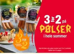 Coop Extra 3 for 2 på pølser i hele sommer tilbud