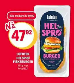 Coop Extra LOFOTEN HELSPRØ FISKEBURGER tilbud