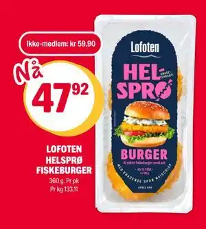Coop Extra LOFOTEN HELSPRØ FISKEBURGER tilbud