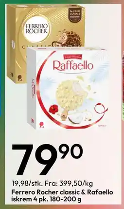 Gigaboks Ferrero Rocher classic & Rafaello iskrem 4 pk. 180-200 g tilbud