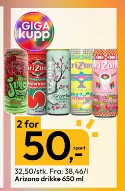Gigaboks Arizona drikke 650 ml tilbud