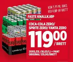 Meny COCA-COLA ZERO/ SPRITE ZERO/ FANTA ZERO tilbud