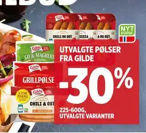 Meny UTVALGTE PØLSER FRA GILDE tilbud