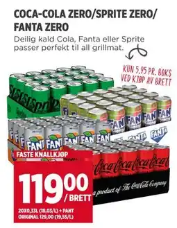 Meny COCA-COLA ZERO/SPRITE ZERO/ FANTA ZERO tilbud