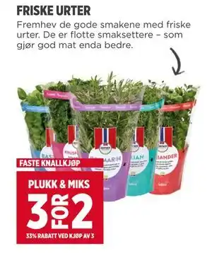Meny FRISKE URTER tilbud
