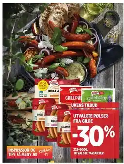 Meny UTVALGTE PØLSER FRA GILDE tilbud