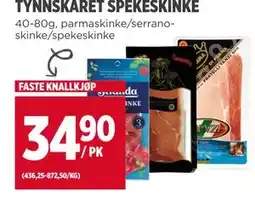 Meny TYNNSKÅRET SPEKESKINKE tilbud
