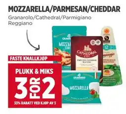 Meny MOZZARELLA/PARMESAN/CHEDDAR tilbud