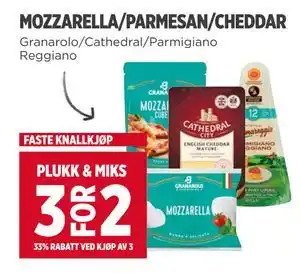 Meny MOZZARELLA/PARMESAN/CHEDDAR tilbud