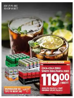 Meny COCA-COLA ZERO/ SPRITE ZERO/FANTA ZERO tilbud