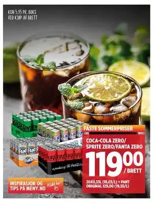 Meny COCA-COLA ZERO/ SPRITE ZERO/FANTA ZERO tilbud