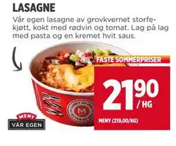 Meny LASAGNE tilbud