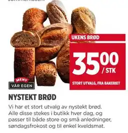 Meny NYSTEKT BRØD tilbud