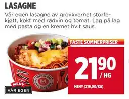 Meny LASAGNE tilbud