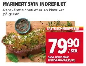 Meny MARINERT SVIN INDREFILET tilbud