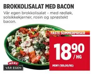 Meny BROKKOLISALAT MED BACON tilbud