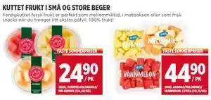Meny KUTTET FRUKT I SMÅ OG STORE BEGER tilbud