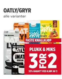 Meny OATLY/GRYR tilbud
