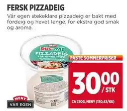 Meny FERSK PIZZADEIG tilbud