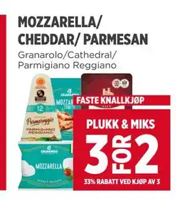Meny MOZZARELLA/ CHEDDAR/ PARMESAN tilbud