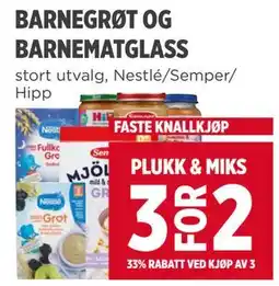 Meny BARNEGRØT OG BARNEMATGLASS tilbud