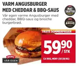 Meny VARM ANGUSBURGER MED CHEDDAR & BBQ-SAUS tilbud