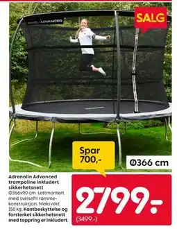 Rusta Adrenalin Advanced trampoline inkludert sikkerhetsnett tilbud