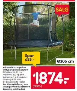 Rusta Adrenalin trampoline inkludert sikkerhetsnett tilbud