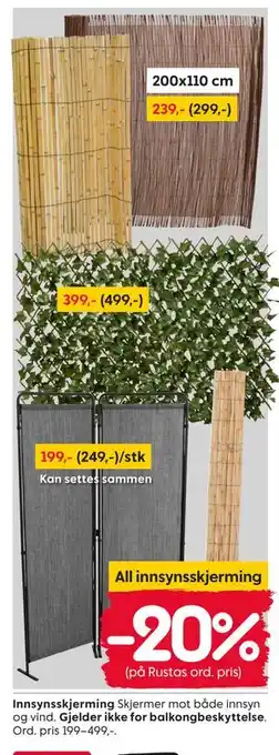Rusta Innsynsskjerming tilbud