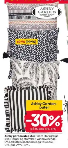 Rusta Ashby garden uteputer tilbud