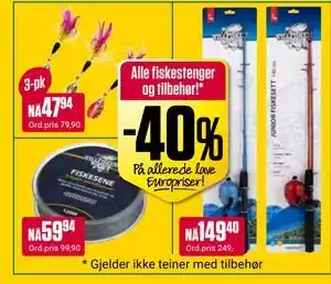 Europris Alle fiskestenger og tilbehør! tilbud