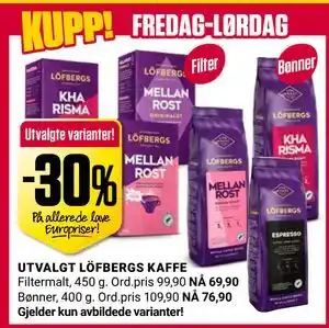 Europris UTVALGT LÖFBERGS KAFFE tilbud