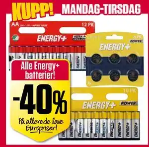 Europris Alle Energy+ batterier! tilbud