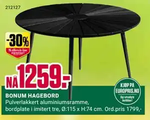 Europris BONUM HAGEBORD tilbud