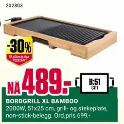 Europris BORDGRILL XL BAMBOO tilbud