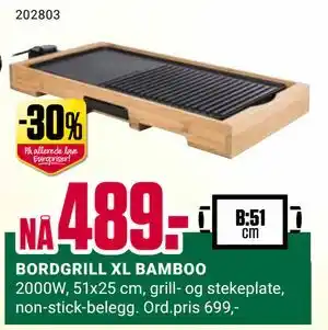 Europris BORDGRILL XL BAMBOO tilbud