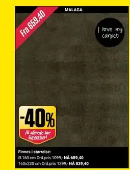 Europris 40% på alle tepper tilbud