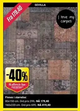 Europris 40% på alle tepper tilbud