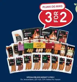 Rema 1000 SPESIALPØLSER MERKET 3 FOR 2 tilbud
