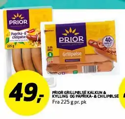 Bunnpris PRIOR GRILLPØLSE KALKUN & KYLLING OG PAPRIKA- & CHILIPØLSE tilbud