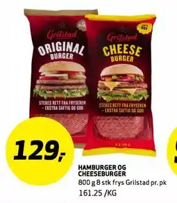 Bunnpris Hamburger og Cheeseburger tilbud