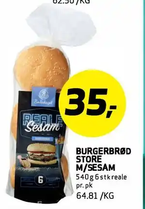 Bunnpris BURGERBRØD STORE M/SESAM tilbud