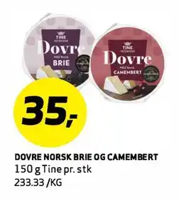 Bunnpris DOVRE NORSK BRIE OG CAMEMBERT tilbud