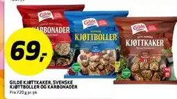 Bunnpris GILDE KJØTTKAKER, SVENSKE KJØTTBOLLER OG KARBONADER tilbud