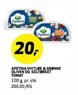 Bunnpris APETINA HVITLØK & GRØNNE OLIVEN OG SOLTØRKET TOMAT tilbud
